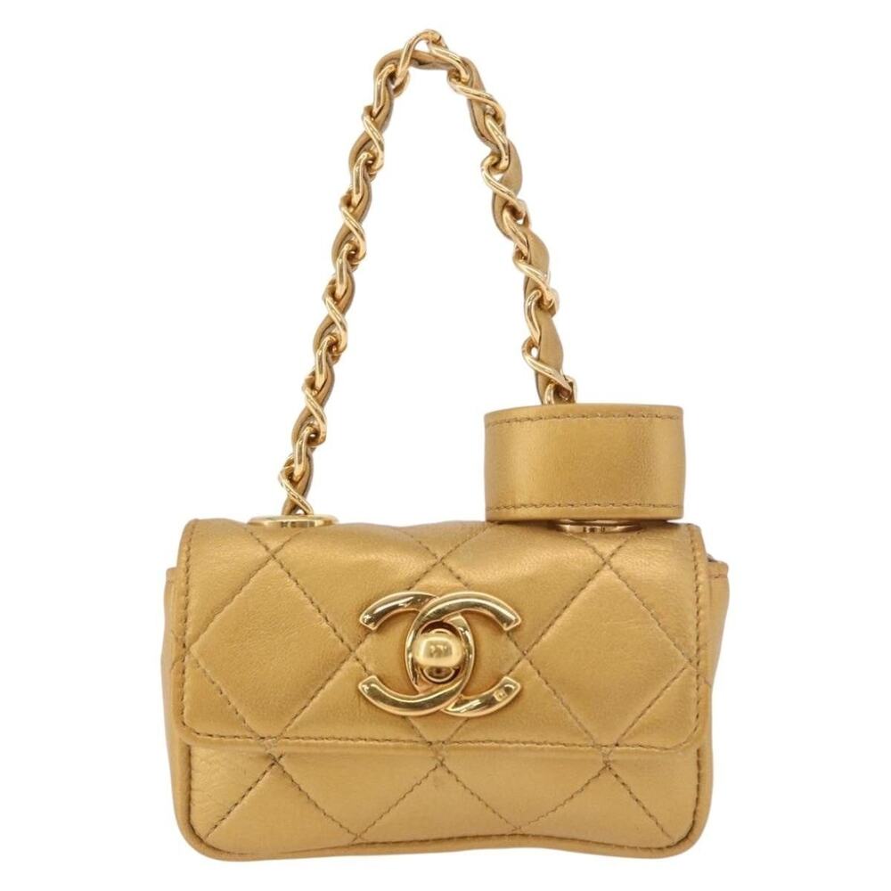 Chanel Matelasse Lambskin Leather Chain Pouch Gold